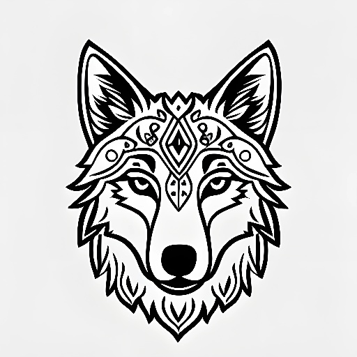 image of a wolf with a decorative pattern on its head
