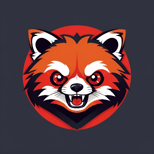a red panda face with a black background