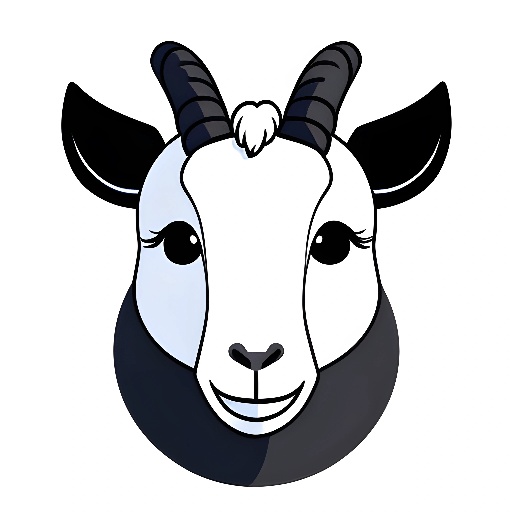 with a black and white face and horns