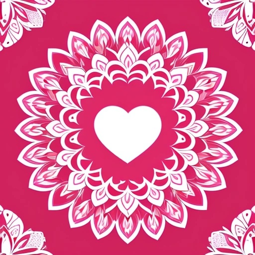 a pink and white heart surrounded by a flower pattern
