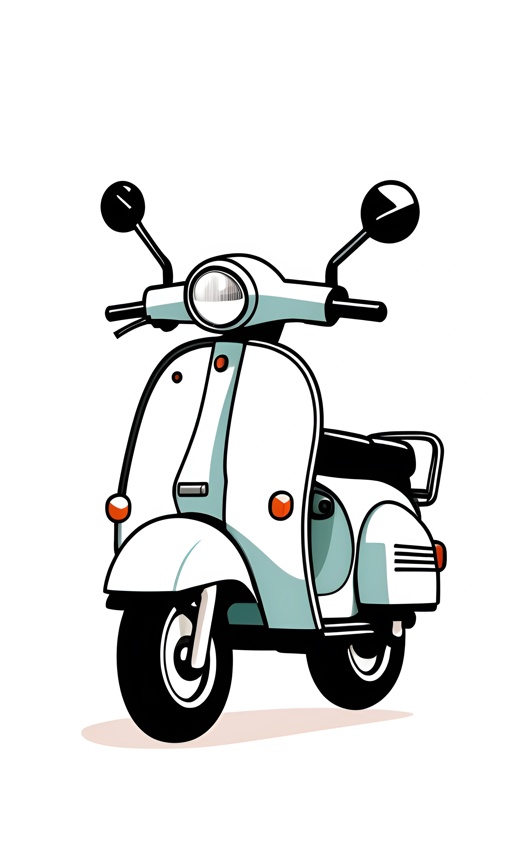 a close up of a scooter with a white background