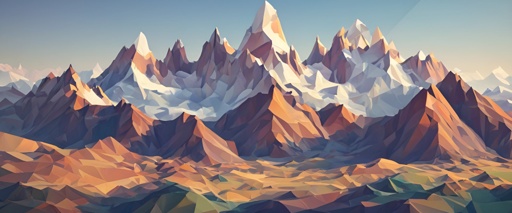 mountains with low polygonal shapes and a clear sky