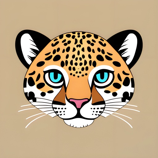 a drawing of a leopard's face with blue eyes