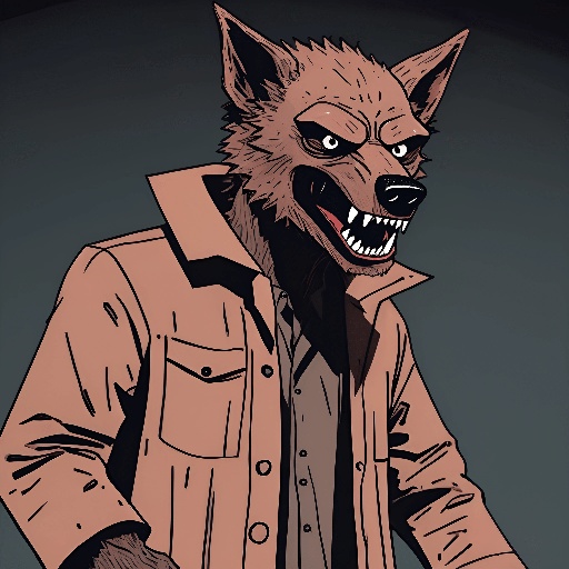 a cartoon of a man with a wolf mask on