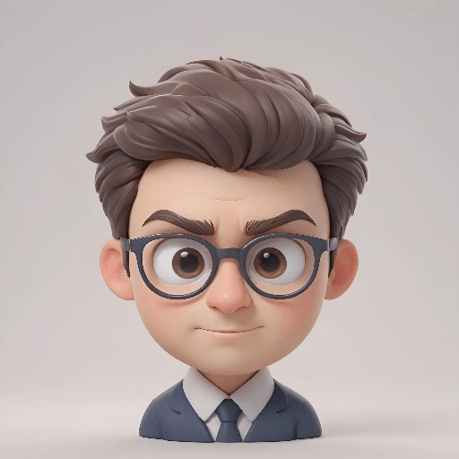 a cartoon character of a man with glasses and a suit