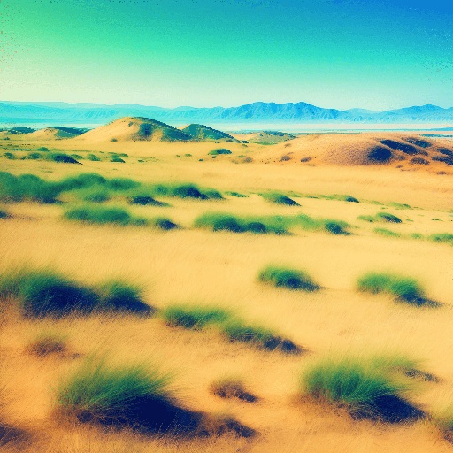 a picture of a desert with a few green plants