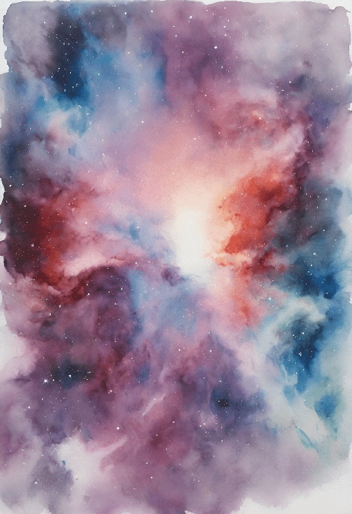 painting of a colorful nebula with a star in the center