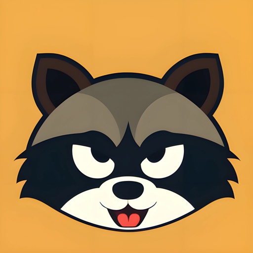 cartoon raccoon with a big smile on a yellow background