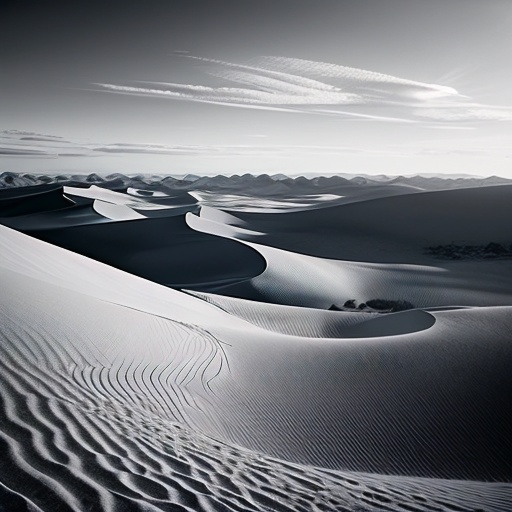 view of a desert with a few dunes and mountains