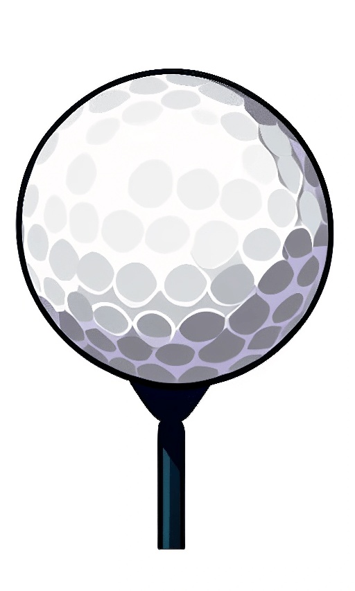 a cartoon golf ball on a tee with a hole in the middle