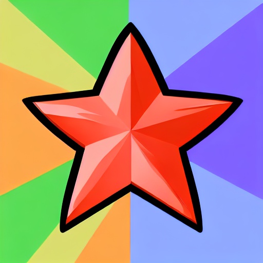 a red star on a multicolored background