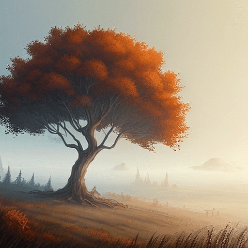 a tree that is standing in the middle of a field