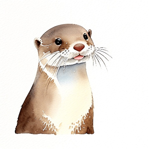a watercolor painting of a otter with a white background