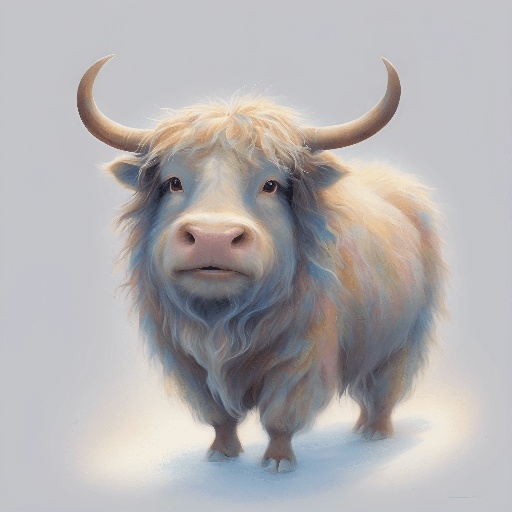 a painting of a yak with long horns
