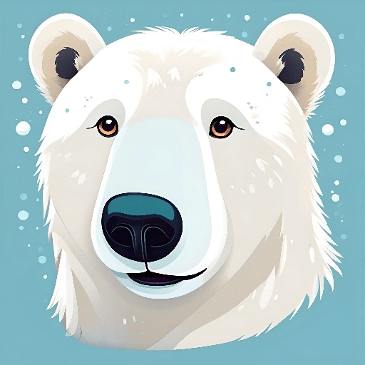 a polar bear with a blue nose and nose ring