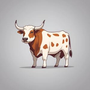 a brown and white cow with spots on it