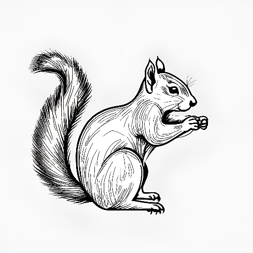 drawing of a squirrel eating a nut