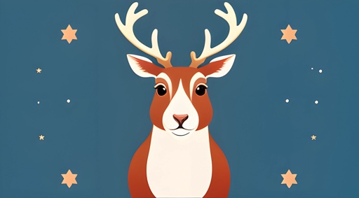 a deer with antlers on its head and stars in the background