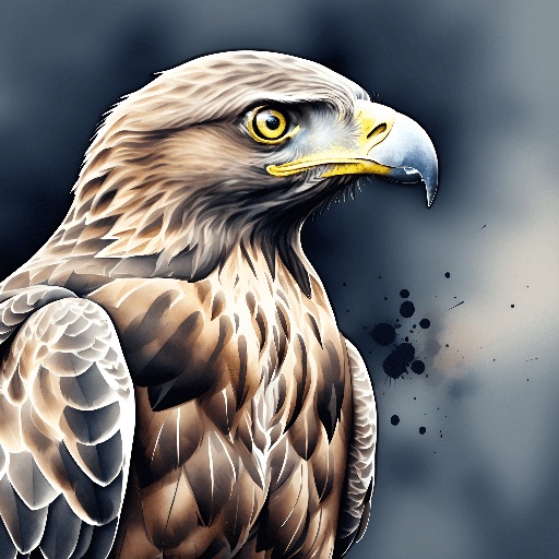 a drawing of a bird of prey with a black background