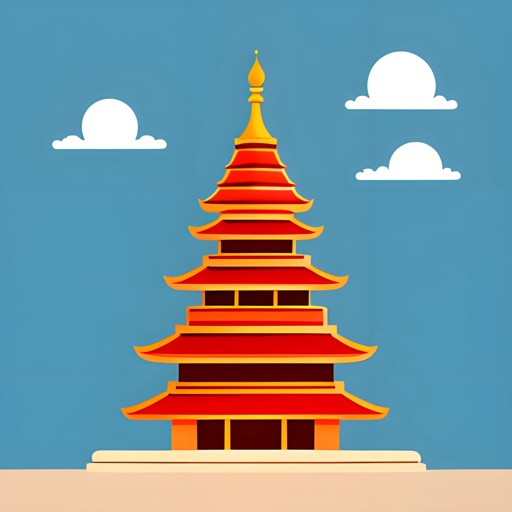 a picture of a pagoda with a sky background