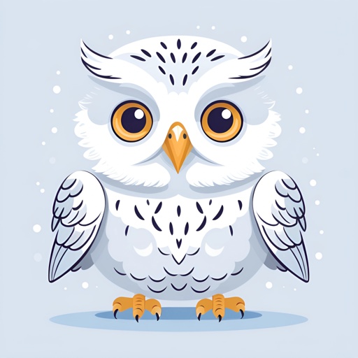 a white owl with big eyes and a yellow beak