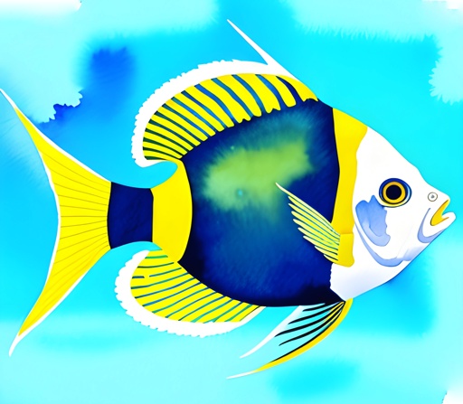 a blue and yellow fish with a yellow stripe on it
