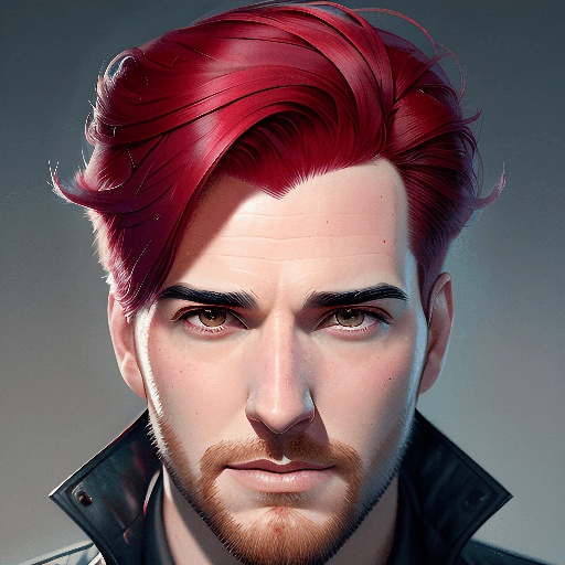 a man with red hair and a leather jacket