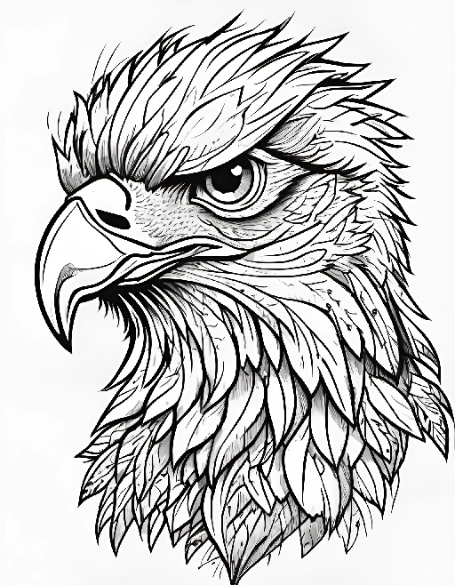 a drawing of an eagle head with a large beak