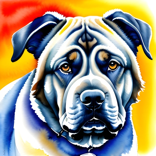 painting of a dog with a yellow background