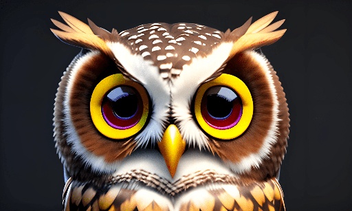 a very cute owl with big yellow eyes