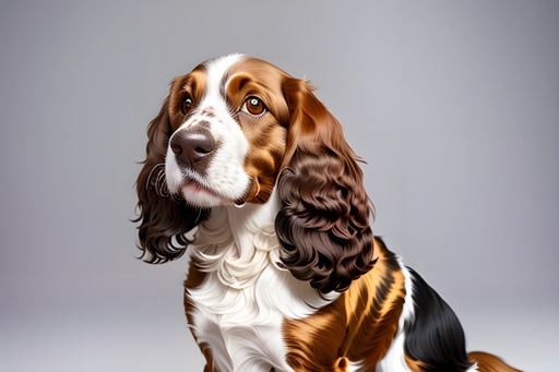 dog with long hair sitting on a white surface