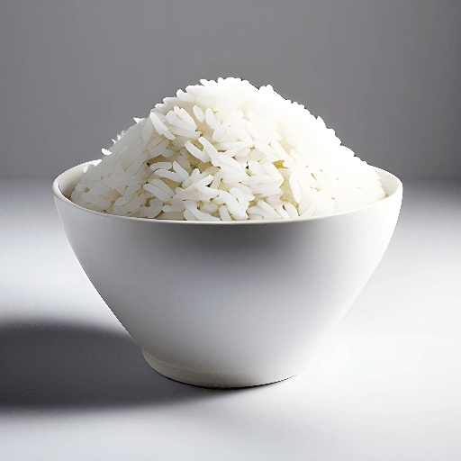 a white bowl of rice on a table