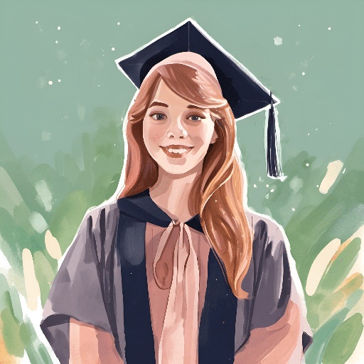 a woman in a graduation gown and a cap