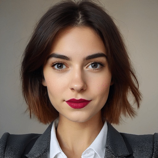woman with a red lip and a black blazer