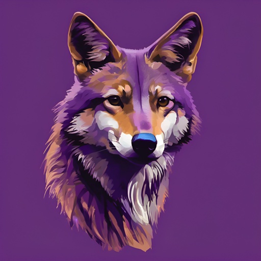 a painting of a wolf on a purple background