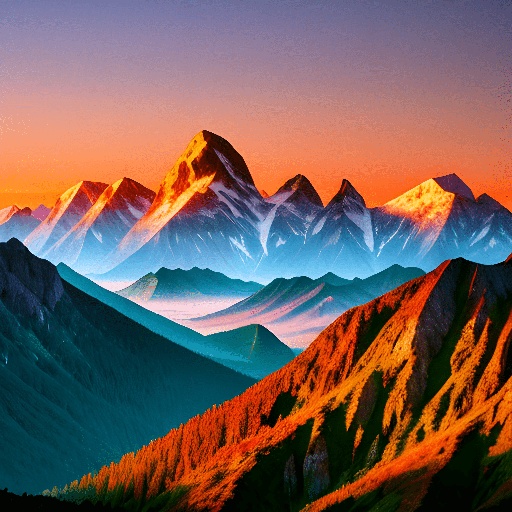 mountains with a sunset in the background
