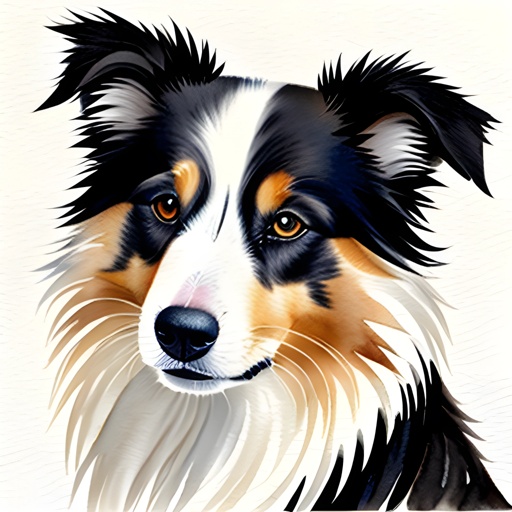 painting of a dog with a white and black face and brown eyes