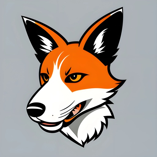 a picture of a fox head with a gray background