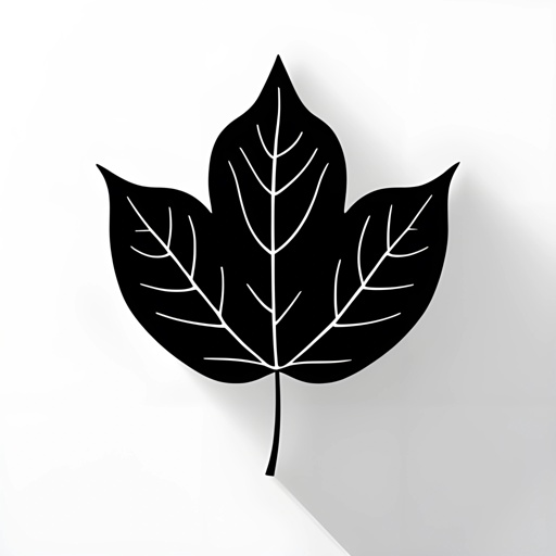leaf on a white background with a long shadow