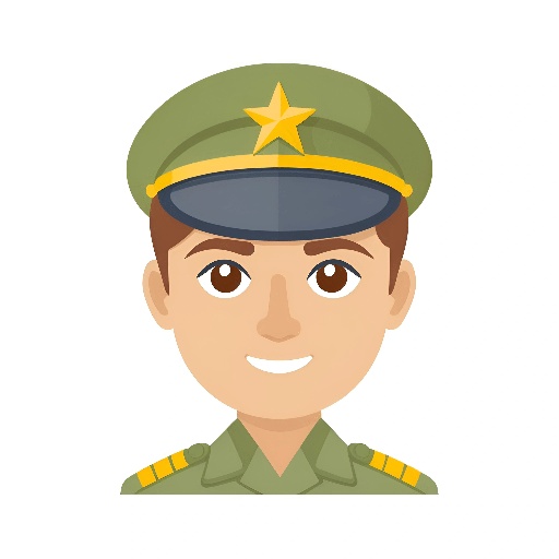 a cartoon image of a man in a military uniform