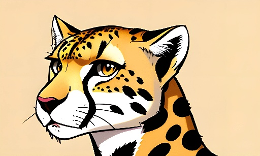 a drawing of a cheetah looking at something