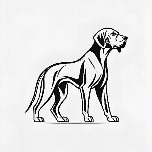 dog standing on a white background with a black and white pattern