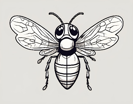 a drawing of a bee with a black and white pattern