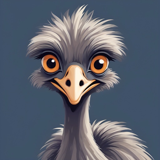 a cartoon ostrich with a very big yellow eye