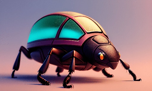 a close up of a bug with a green light on its head