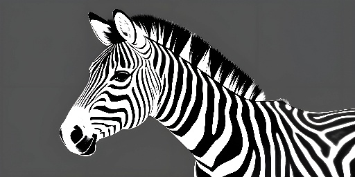 zebra standing in front of a gray background with a black and white image