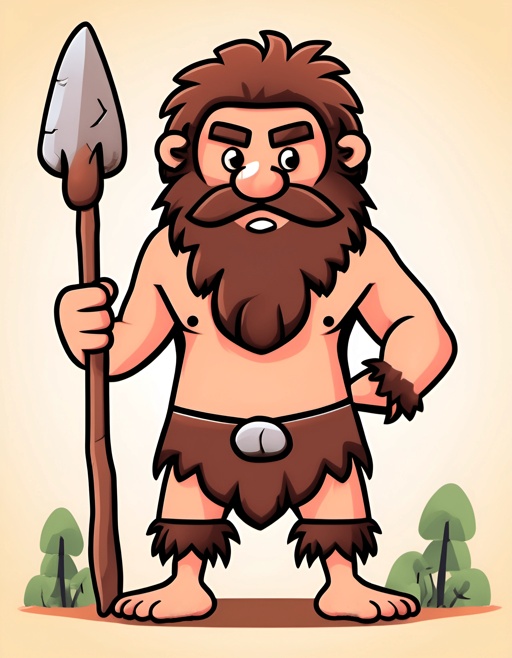 cartoon caveman with a big axe and a beard