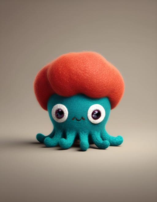 a small stuffed octopus with a red hat on