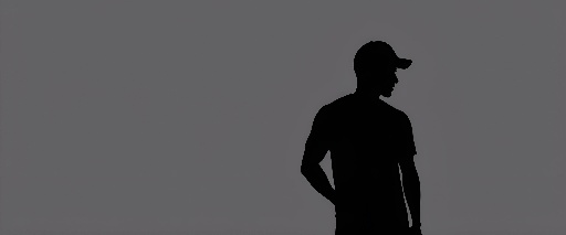 silhouette of a man in a baseball cap and shorts
