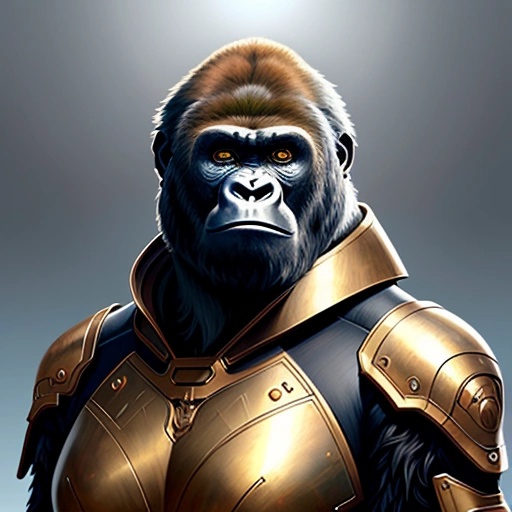 a close up of a gorilla wearing armor and a helmet